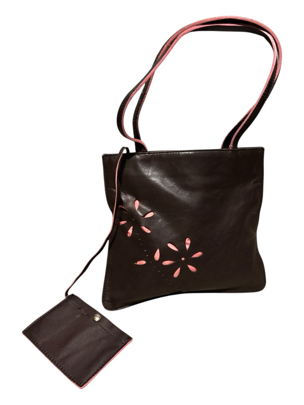 J.Crew 100% Leather Brown Floral Cutout Handbag | Pink